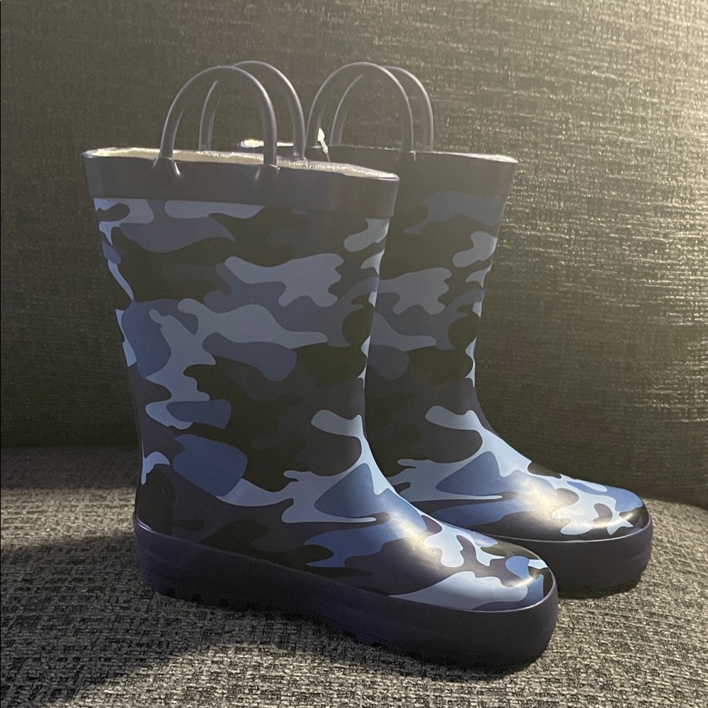 Blue Camouflage Kids Rain Boots